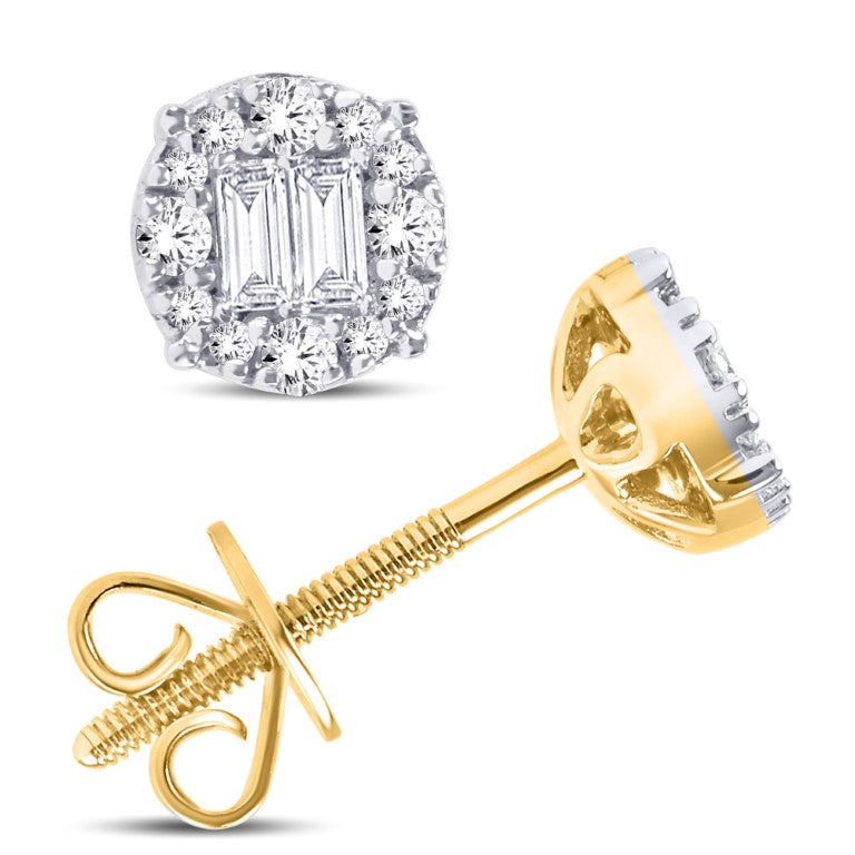 14 Karat Yellow Gold 0.25 Carat Diamonds Round Earrings-0126218-YG