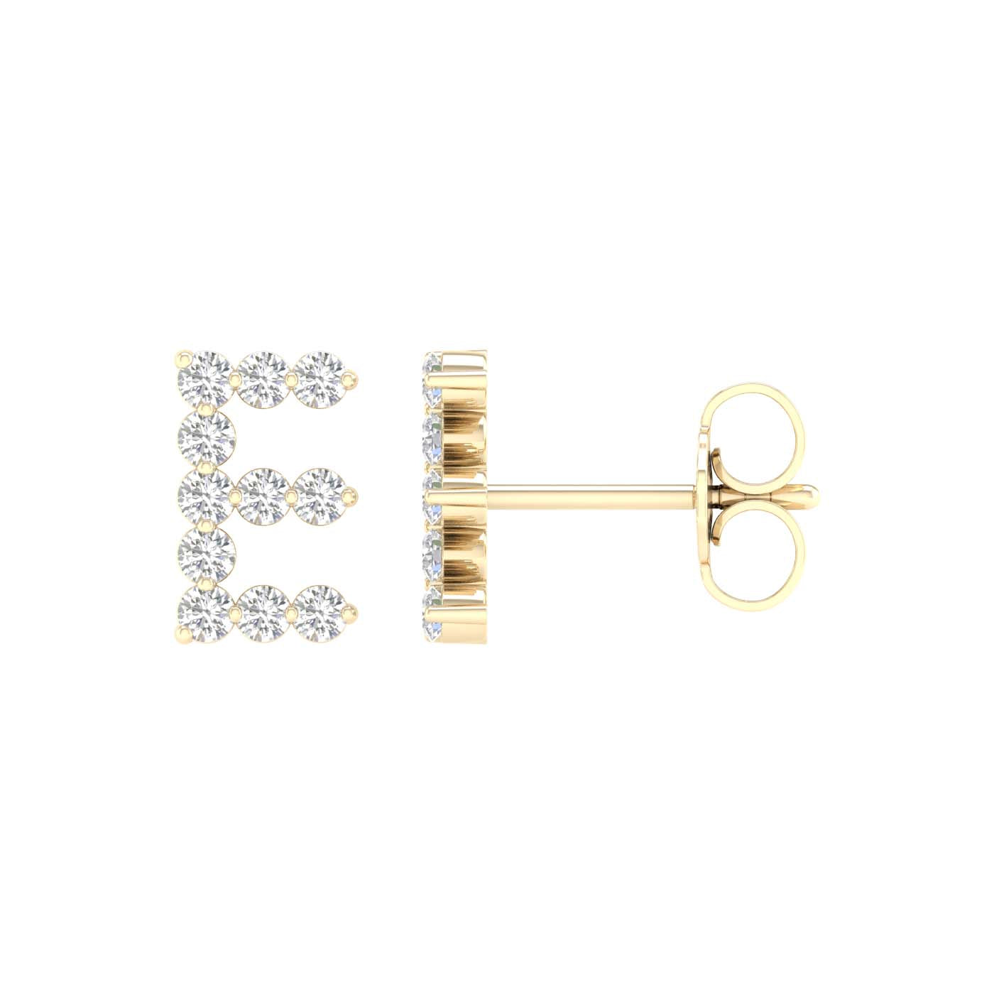 10 Karat Yellow Gold 0.25 Carat Diamonds Initial (E) Earrings-0127813-YG
