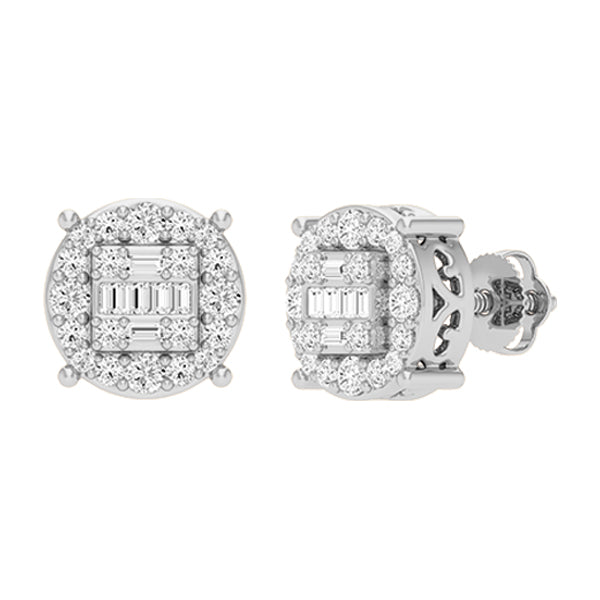 10 Karat White Gold 0.42 Carat Diamonds Round Earrings-0129878-WG