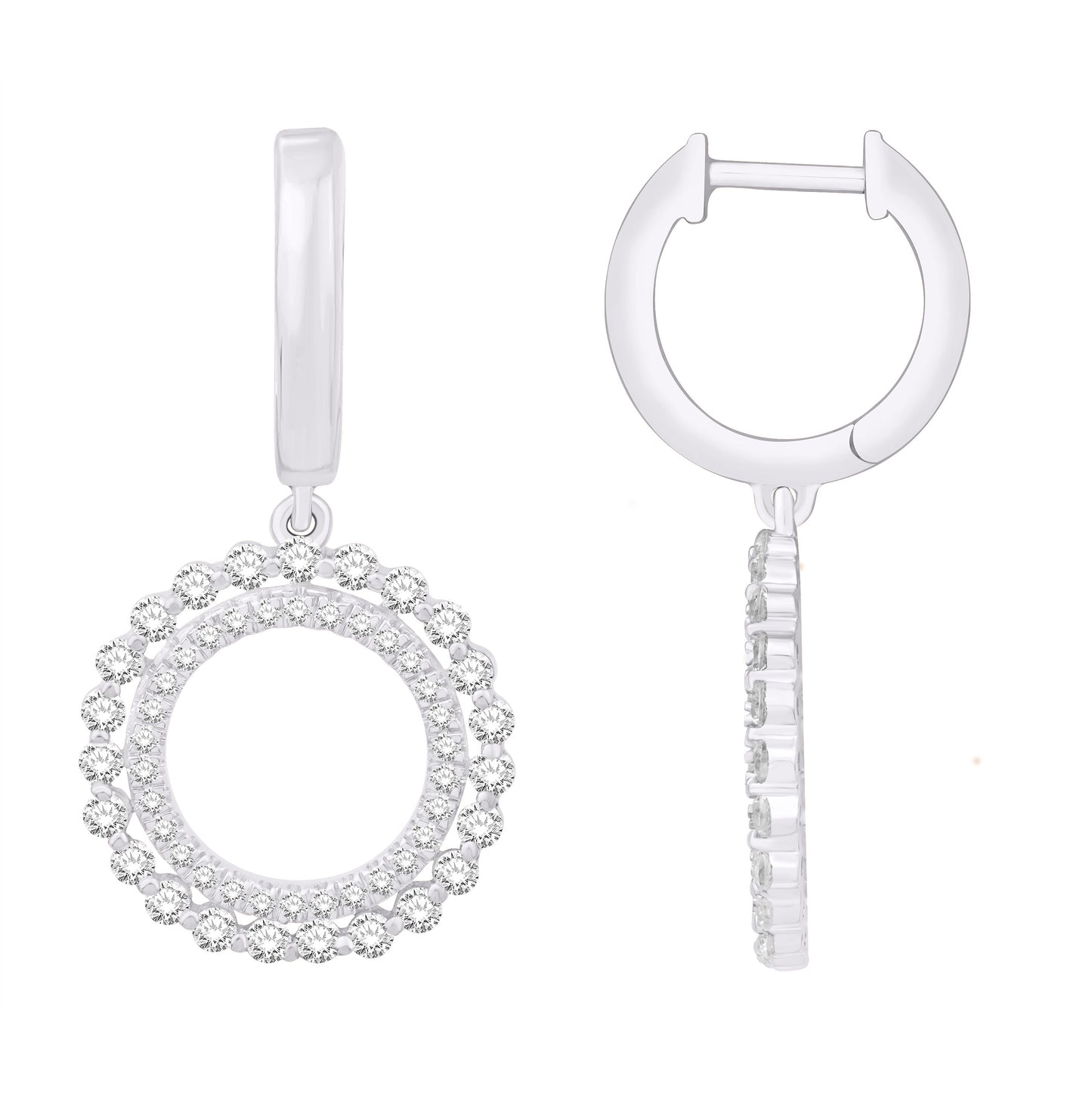 10 Karat White Gold 1.08 Carat Diamonds Round Earrings-0132312-WG