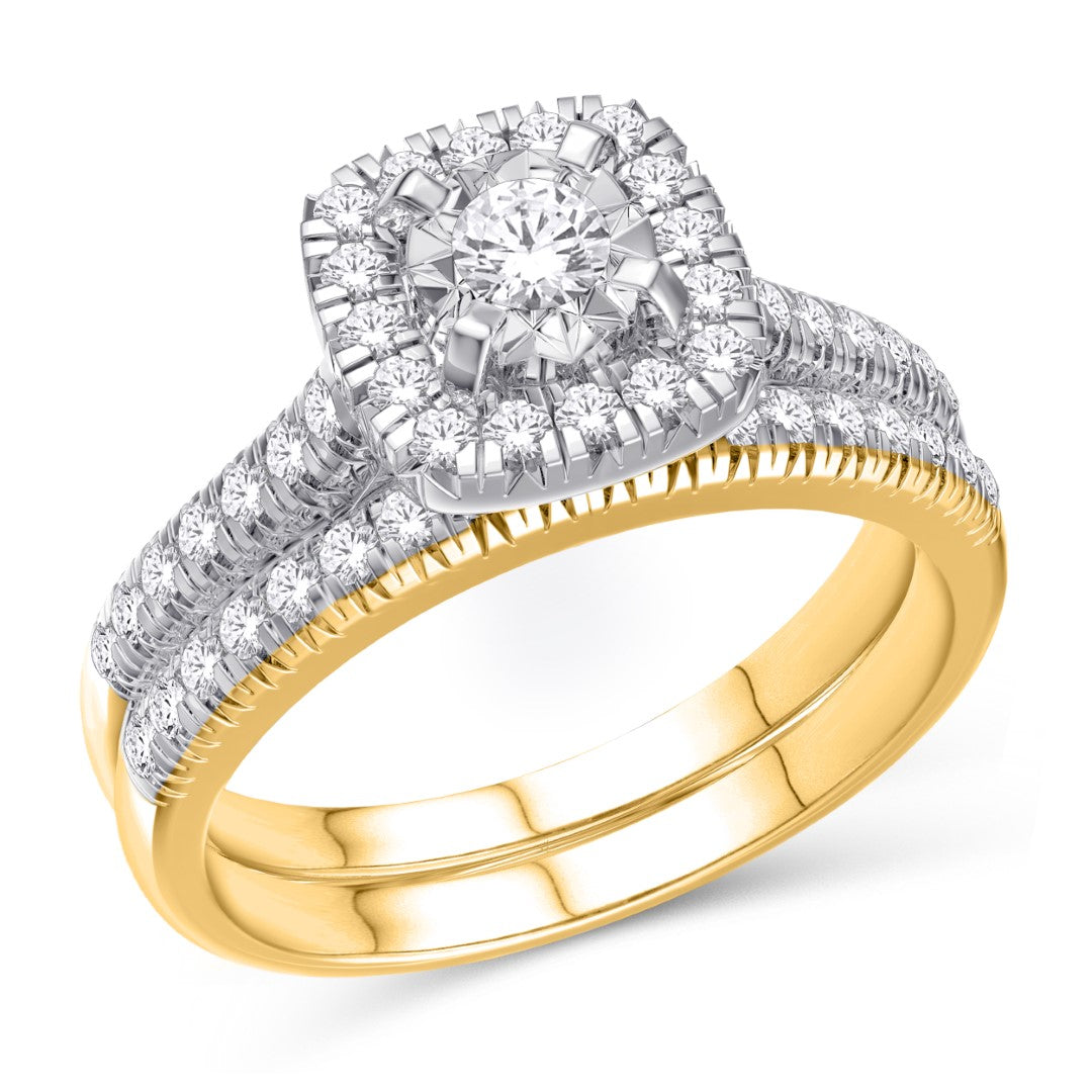 10 Karat Yellow Gold 0.50 Carat Diamonds Cushion Sparkle Bridal Ring-0526091-YG