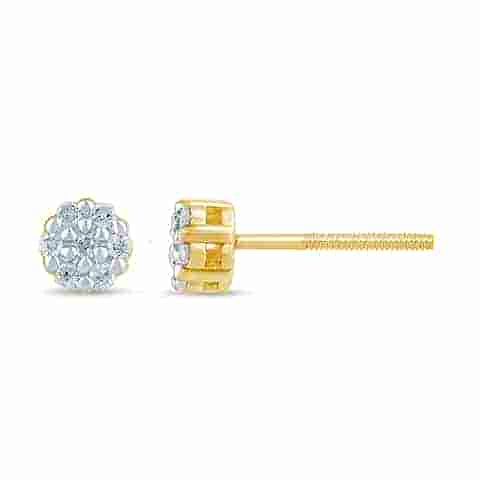 10KT 0.06CT D-FLOWER EARRINGS