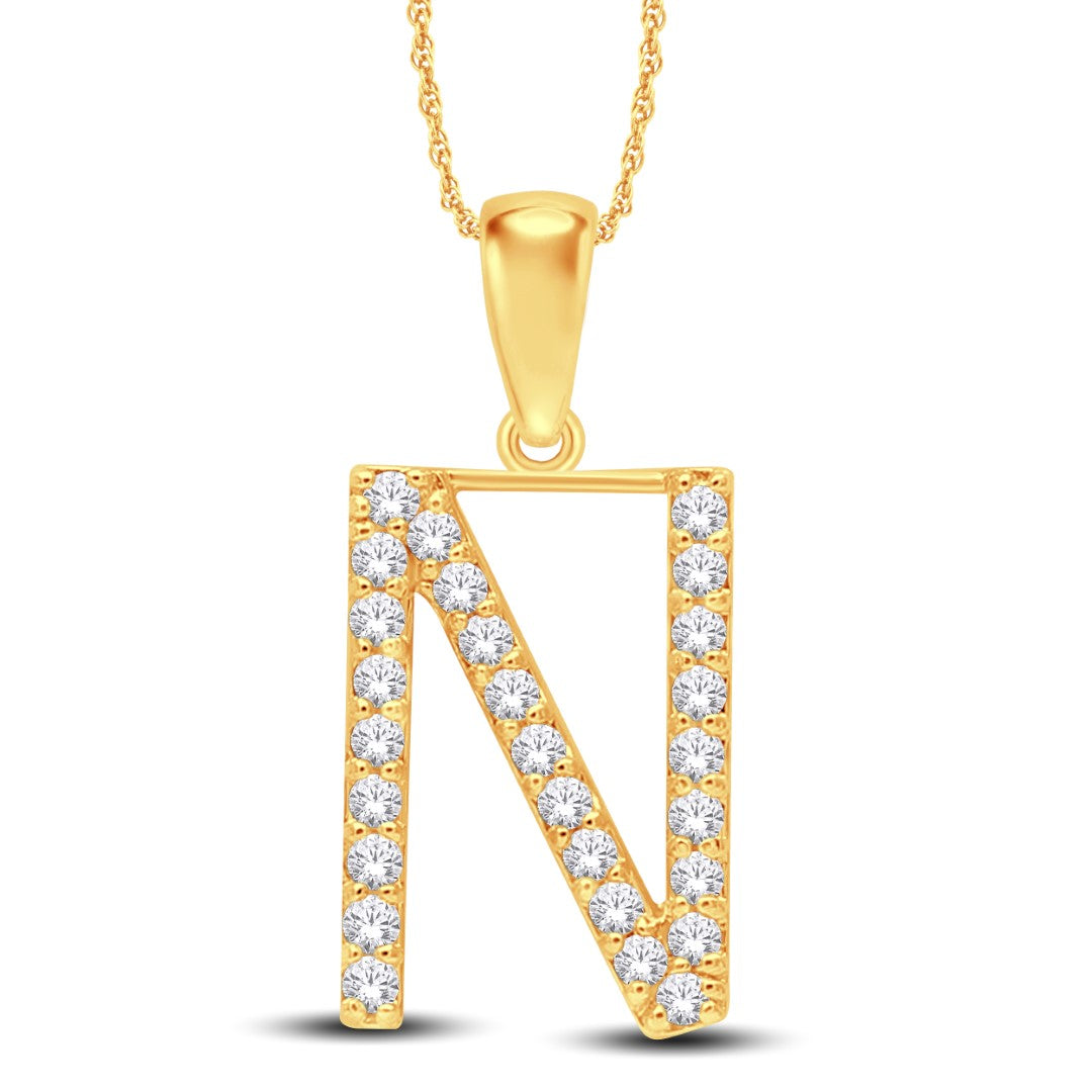 10 Karat White Gold 0.27 Carat Diamonds Initial (N) Pendant-0825443-WG