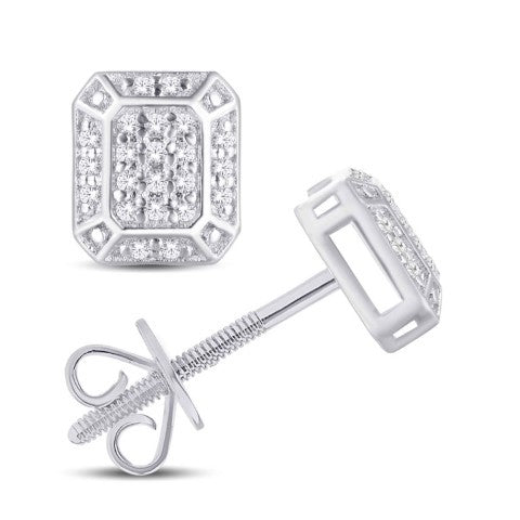 10 Karat White Gold 0.10 Carat Diamonds Radiant Earrings-0125748-WG