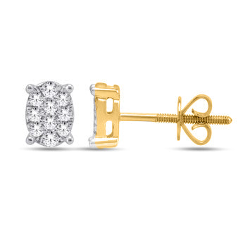 14 Karat Yellow Gold 0.50 Carat Diamonds Oval Earrings-0126907-YG