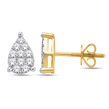14 Karat Yellow Gold 0.50 Carat Diamonds Pear Earrings-0126912-YG