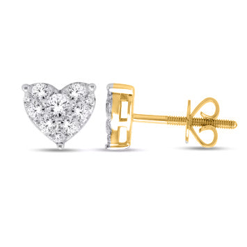 14 Karat Yellow Gold 0.50 Carat Diamonds Heart Earrings-0126919-YG