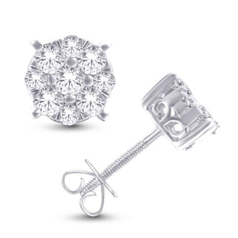 10 Karat White Gold 0.47 Carat Diamonds Round Earrings-0128033-WG