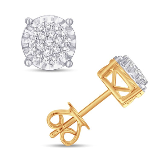10 Karat Yellow Gold 0.12 Carat Diamonds Round Earrings-0128052-YG