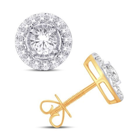 14 Karat Yellow Gold 0.50 Carat Diamonds Round Earrings-0128062-YG