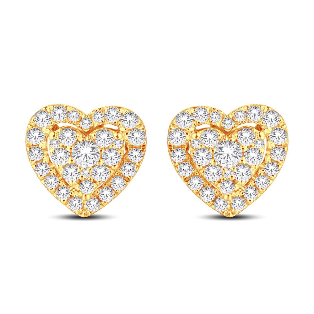 14 Karat All Yellow Gold 0.50 Carat Diamonds Heart Earrings-0128078-ALY