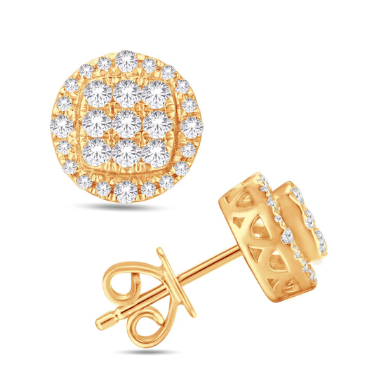 14 Karat All Yellow Gold 0.46 Carat Diamonds Round Earrings-0128087-ALY