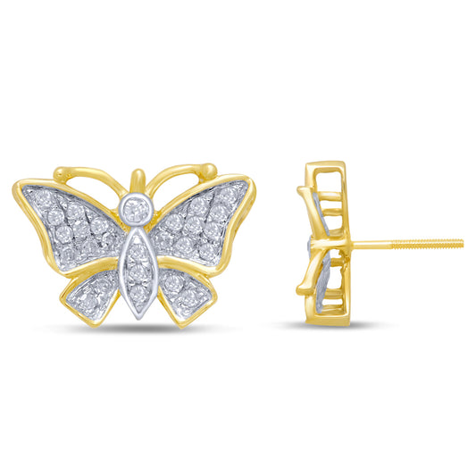 10 Karat Yellow Gold 0.27 Carat Diamonds Butterfly Earrings-0129068-YG