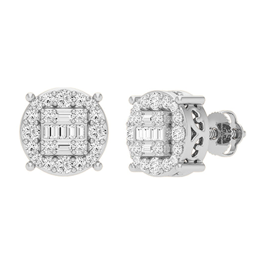 10 Karat White Gold 0.42 Carat Diamonds Round Earrings-0129878-WG