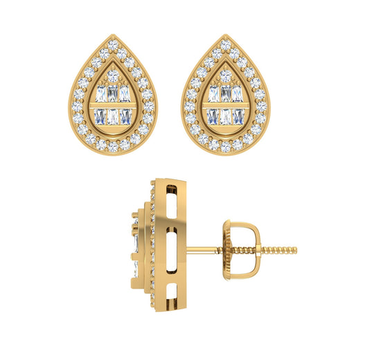 10 Karat Yellow Gold 0.33 Carat Diamonds Pear Earrings-0130028-YG