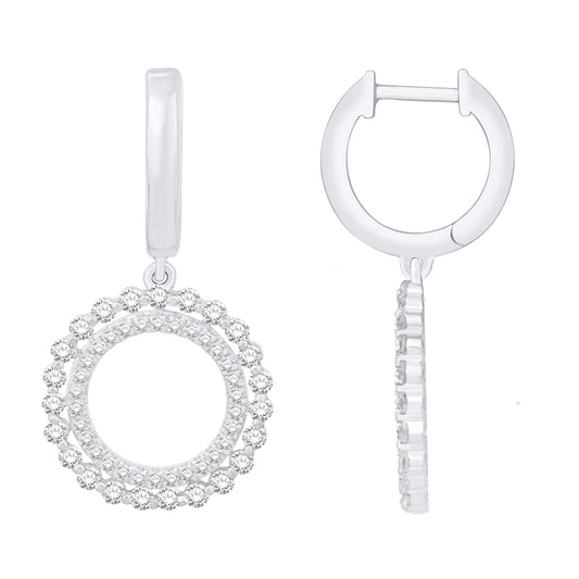 10 Karat White Gold 1.08 Carat Diamonds Round Earrings-0132312-WG