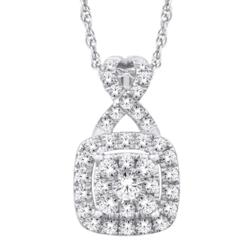 14 Karat White Gold 0.50 Carat Diamonds Cushion Pendant-0825251-WG