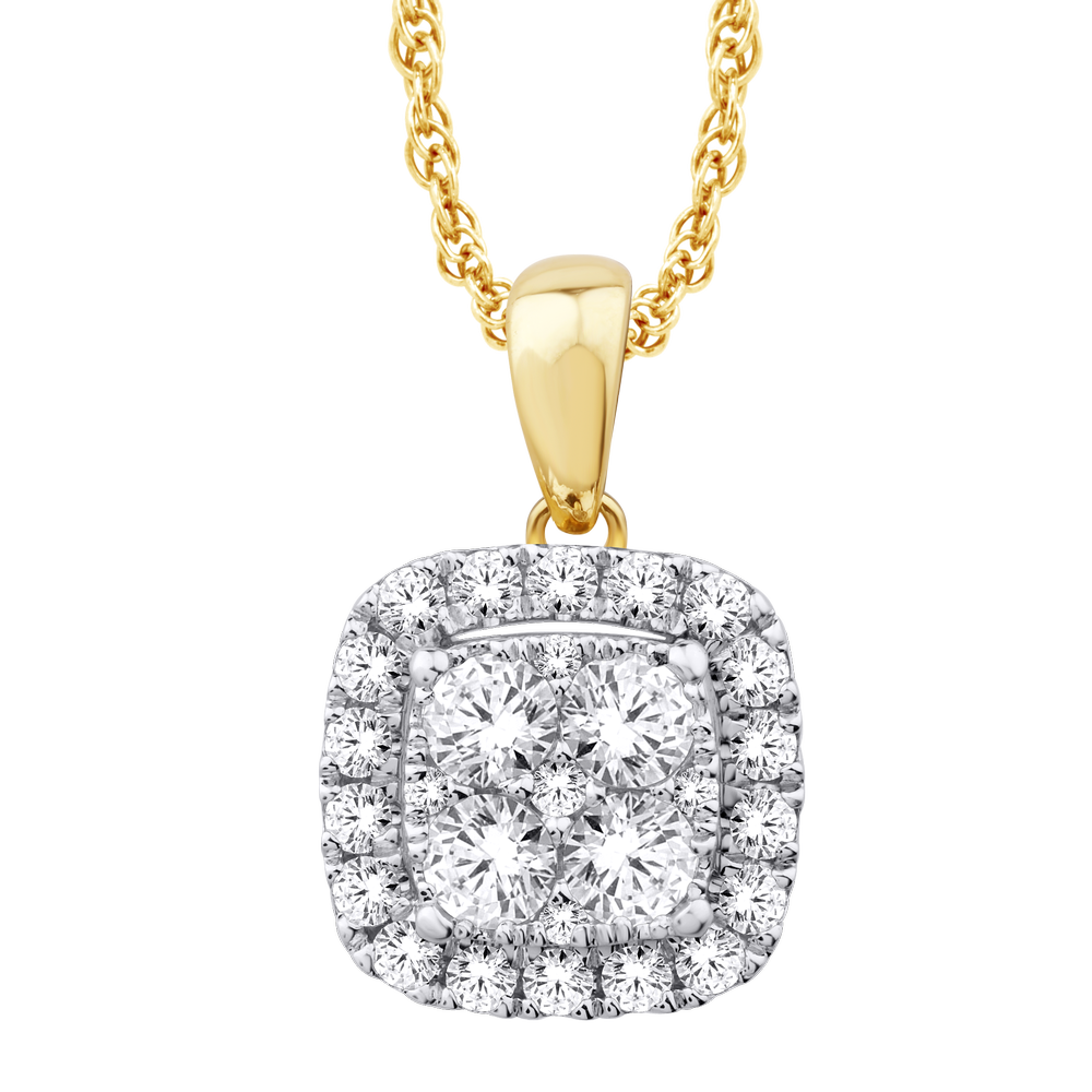 14 Karat Yellow Gold 0.75 Carat Diamonds Cushion Pendant-0825264-YG