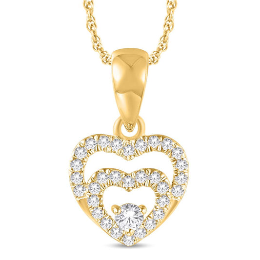 10 Karat All Yellow Gold 0.13 Carat Diamonds Heart Pendant-0825409-ALY