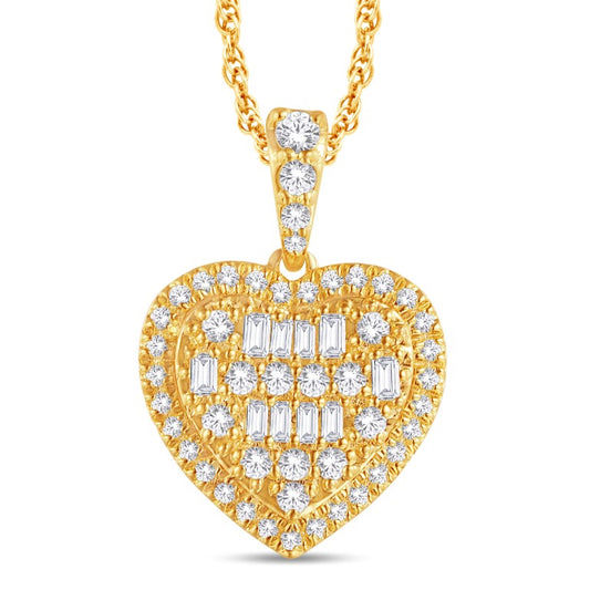 10 Karat All Yellow Gold 0.30 Carat Diamonds Heart Pendant-0825818-ALY