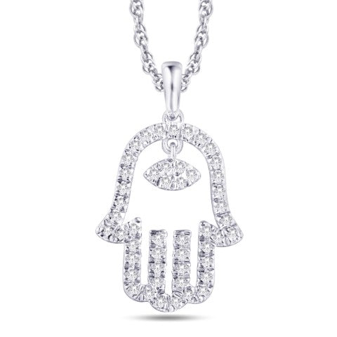 10 Karat White Gold 0.16 Carat Diamonds Hamsa Pendant 0825948-WG