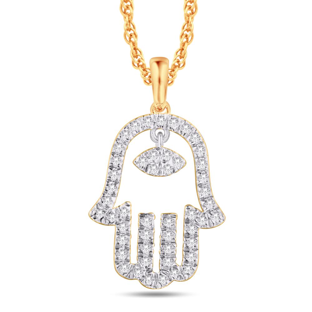 10 Karat Yellow Gold 0.16 Carat Diamonds Hamsa Pendant 0825948-YG