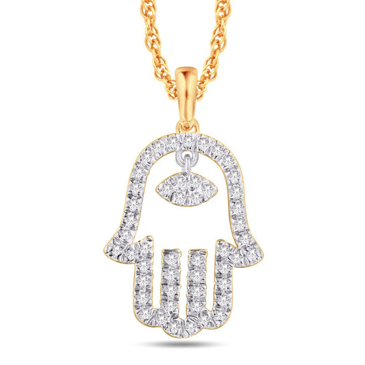 10 Karat Yellow Gold 0.16 Carat Diamonds Hamsa Pendant 0825948-YG