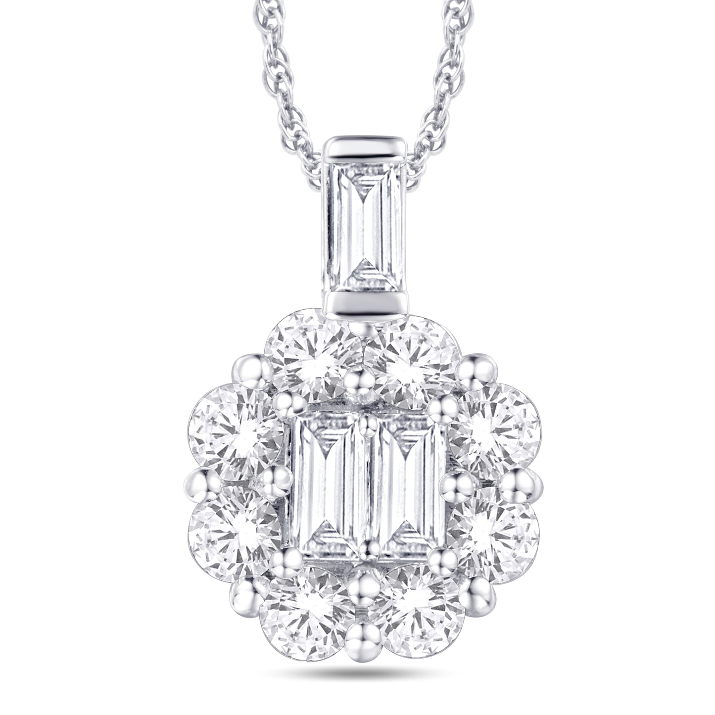 14 Karat White Gold 0.50 Carat Diamonds Flower Pendant-0825951-WG