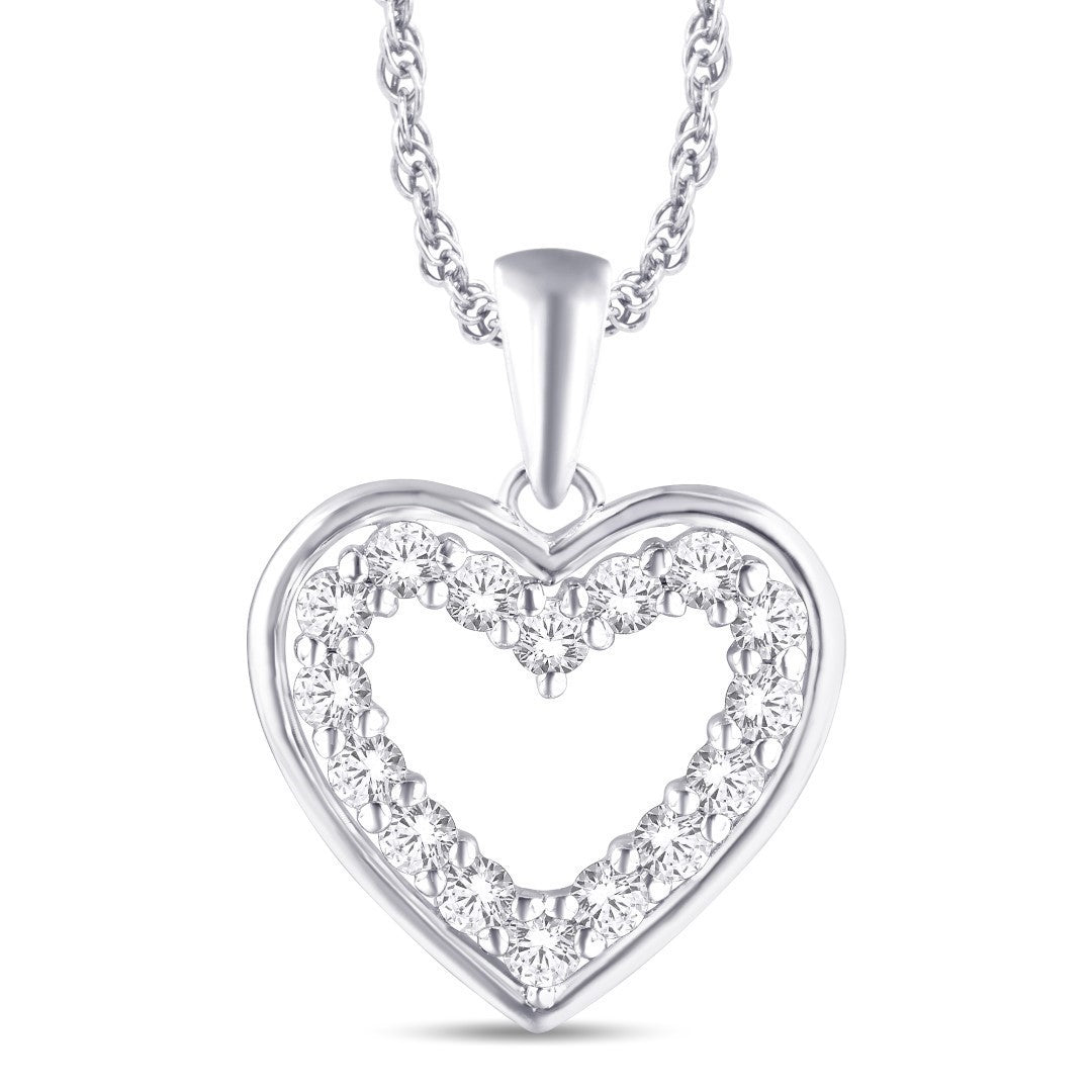 10 Karat White Gold 0.25 Carat Diamonds Heart Pendant-0825979-WG