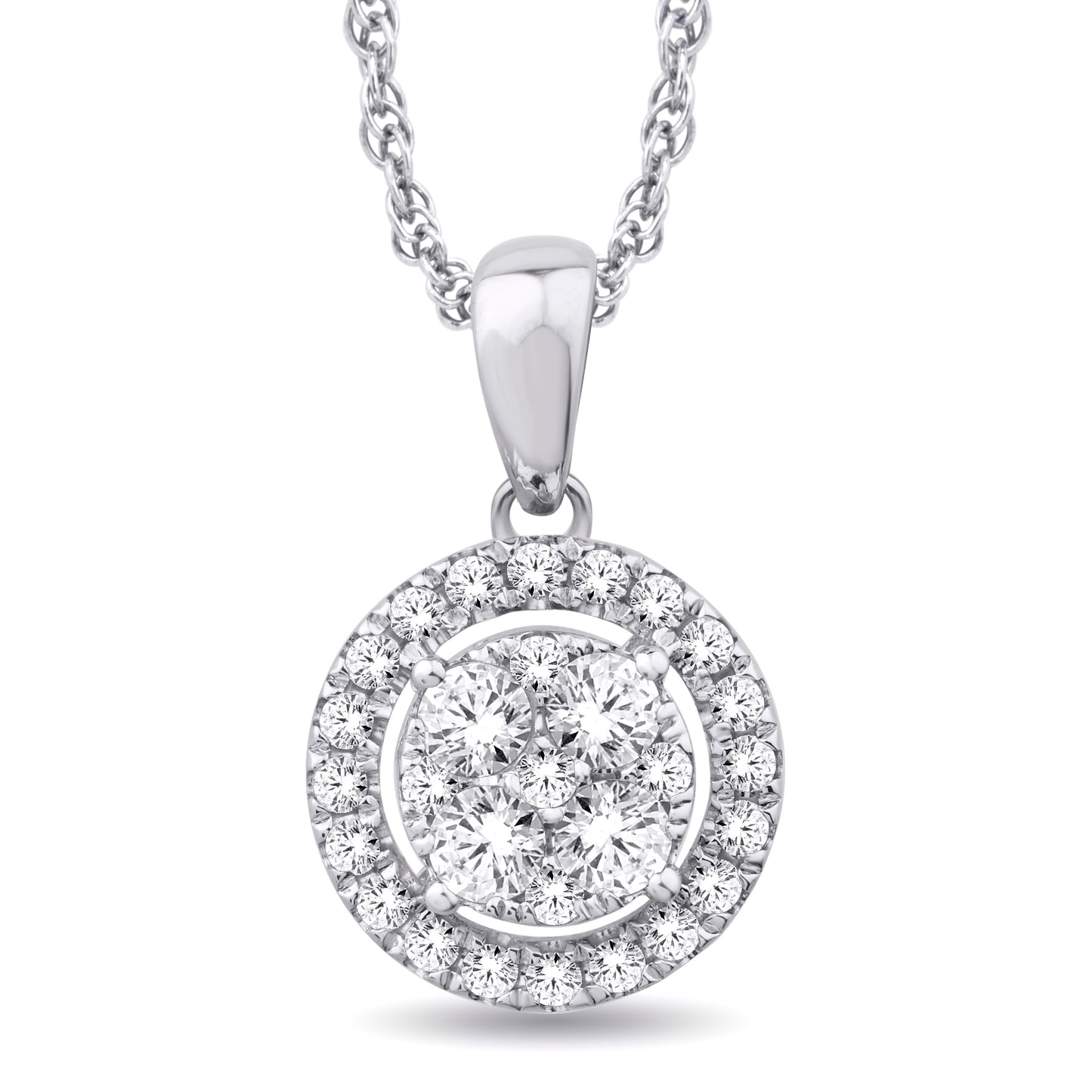 10 Karat White Gold 0.39 Carat Diamonds Round Pendant-0826104-WG