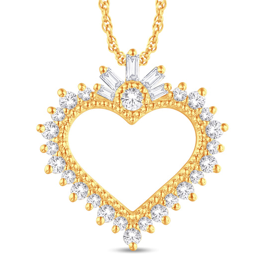 10 Karat All Yellow Gold 0.28 Carat Diamonds Heart Pendant-0826106-ALY