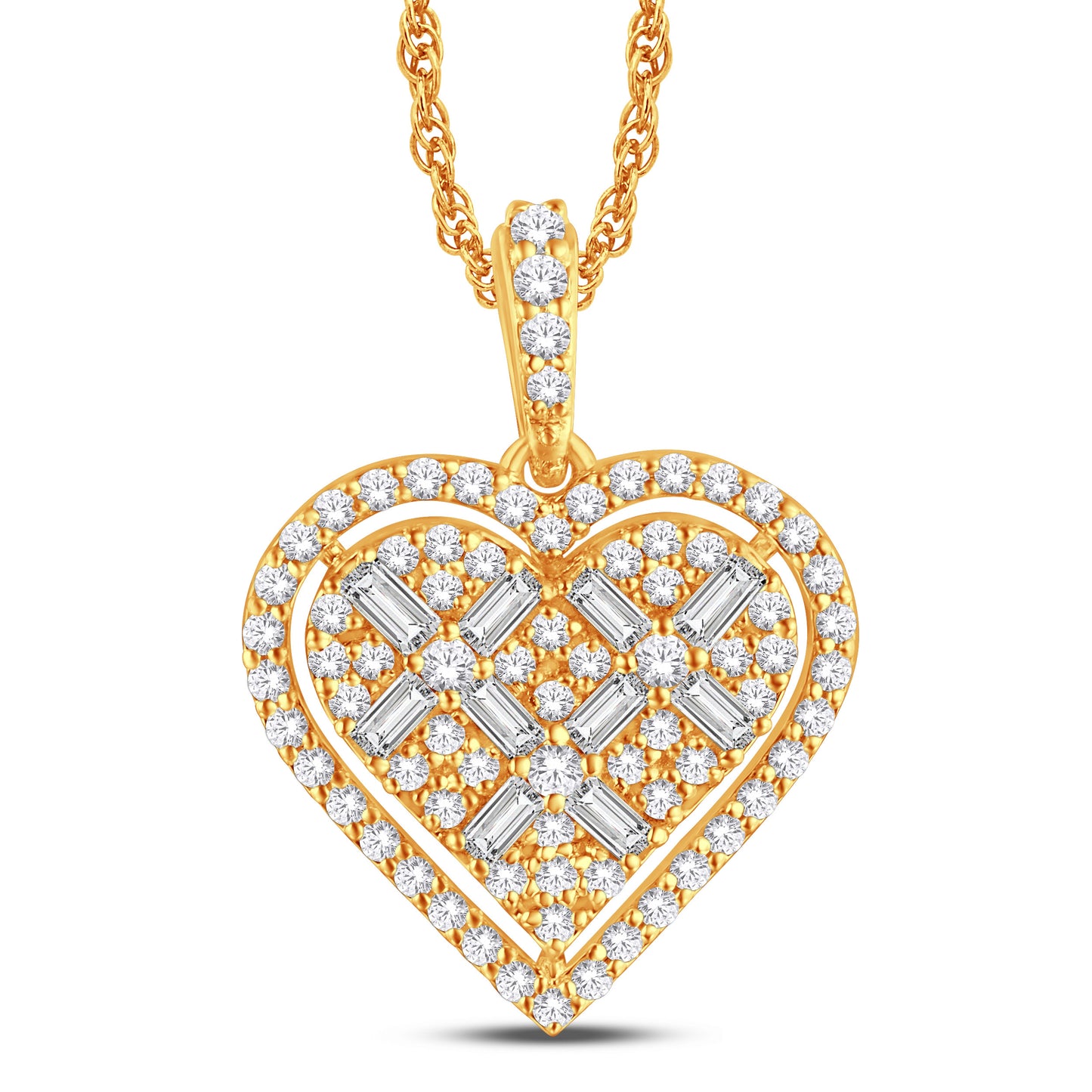 10 Karat All Yellow Gold 0.40 Carat Diamonds Heart Pendant-0826107-ALY