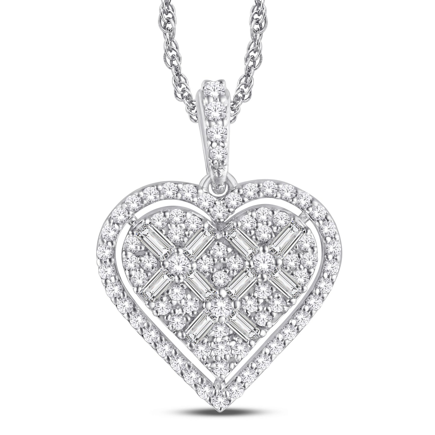 10 Karat White Gold 0.40 Carat Diamonds Heart Pendant-0826107-WG