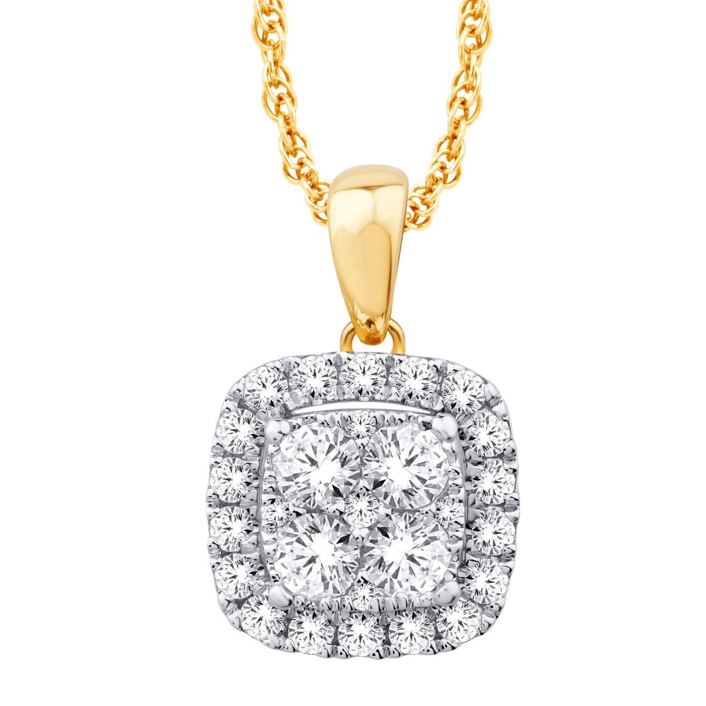 10 Karat Yellow Gold 0.21 Carat Diamonds Cushion Pendant-0826108-YG