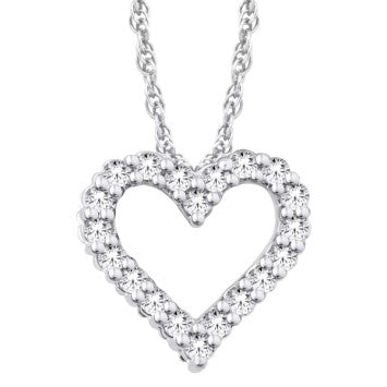 10 Karat White Gold 0.91 Carat Diamonds Heart Pendant-0826114-WG