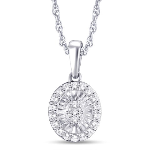 10 Karat White Gold 0.15 Carat Diamonds Oval Pendant-0826958-WG