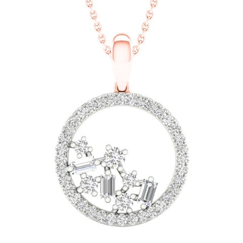 14 Karat Rose Gold 0.33 Carat Diamonds Round Pendant-0827404-RG