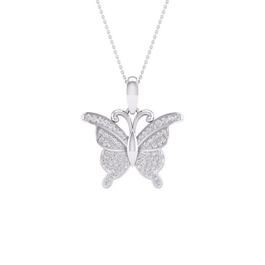 10 Karat White Gold 0.25 Carat Diamonds Butterfly Pendant-0827947-WG