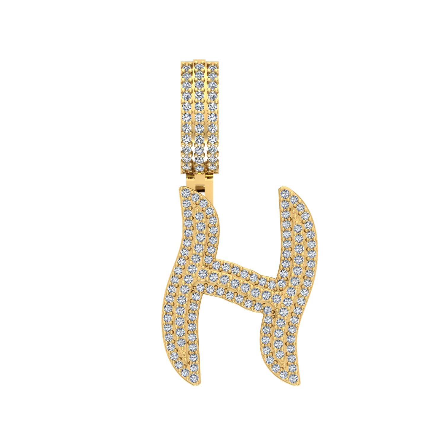 10 Karat Yellow Gold 0.90 Carat Diamonds Initial (H) Pendant-0830032-YG