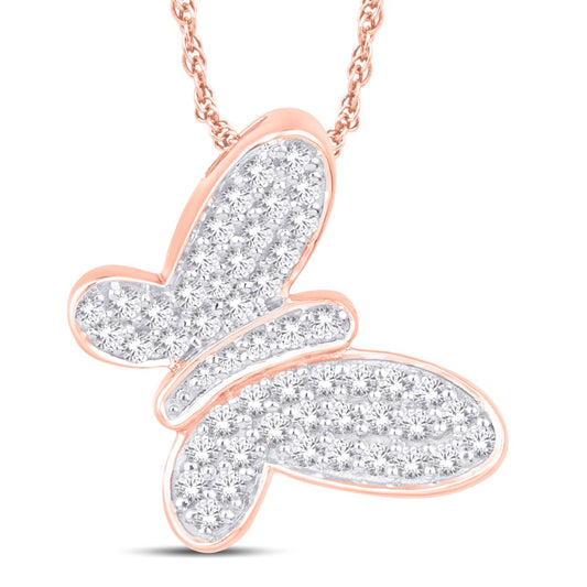 14 Karat Rose Gold 0.50 Carat Diamonds Butterfly Pendant-0832080-RG