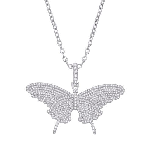 10 Karat White Gold 3.16 Carat Diamonds Butterfly Pendant-0832259-WG