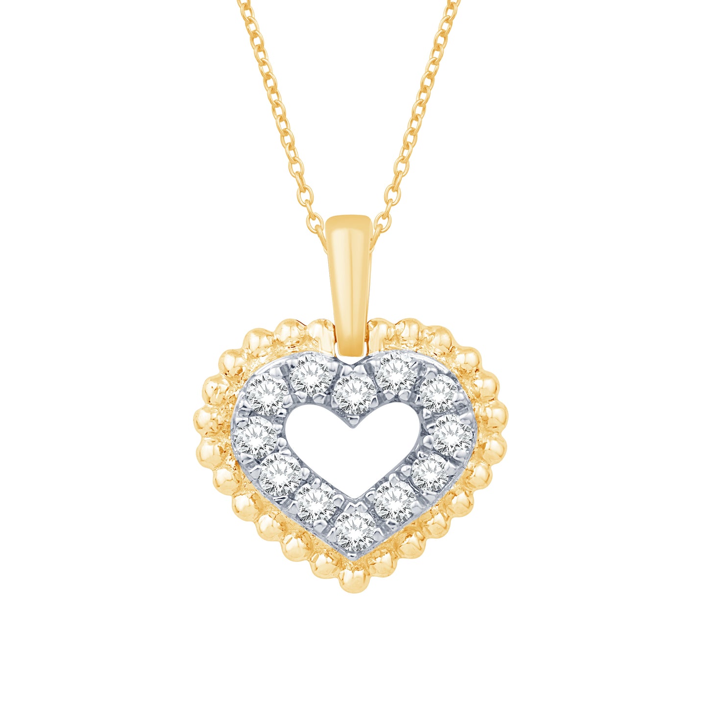 10 Karat Two-Tone (Yellow and White) Gold 0.44 Carat Diamonds Heart Pendant-0832283-YW