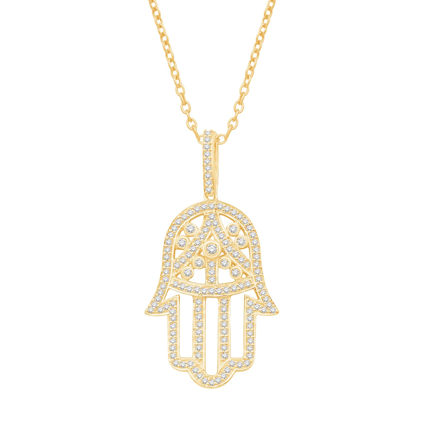 10 Karat Yellow Gold 0.40 Carat Diamonds Hamsa Pendant-0832298-YG