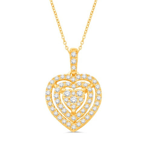 10 Karat All Yellow Gold 0.42 Carat Diamonds Heart Pendant-0832937-ALY