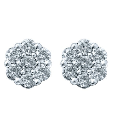 10KT 1.25-1.31CT D-FLOWER EARRINGS