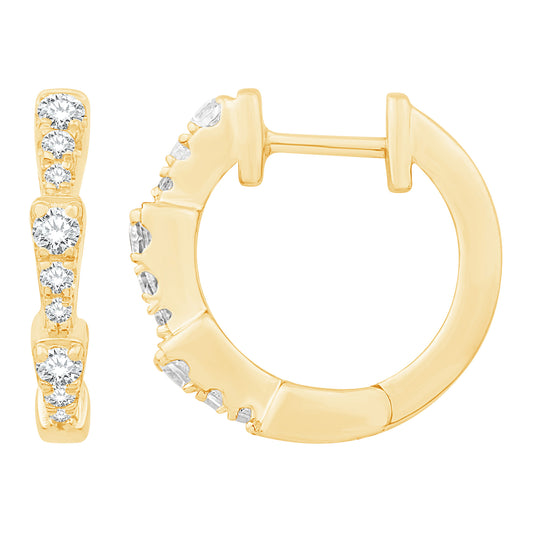 10 Karat Yellow Gold 0.34 Carat Diamonds Fancy Hoops-0932165-YG