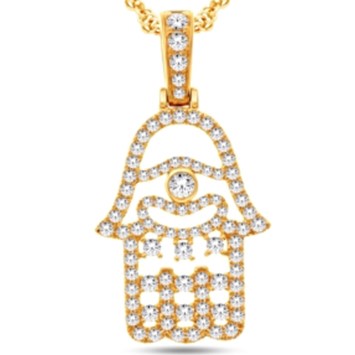 14 Karat Yellow Gold 1.75 Carat Diamonds Hamsa HipHop Pendant-1025221-YG