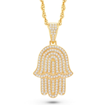 14 Karat Yellow Gold 4.00 Carat Diamonds Hamsa HipHop Pendant-1025333-YG