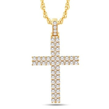 10 Karat All Yellow Gold 1.80 Carat Diamonds Latin Cross HipHop Pendant-1025479-ALY