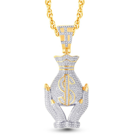 10 Karat Yellow Gold 1.27 Carat Diamonds Money In My Hand HipHop Pendant-1025662-YG